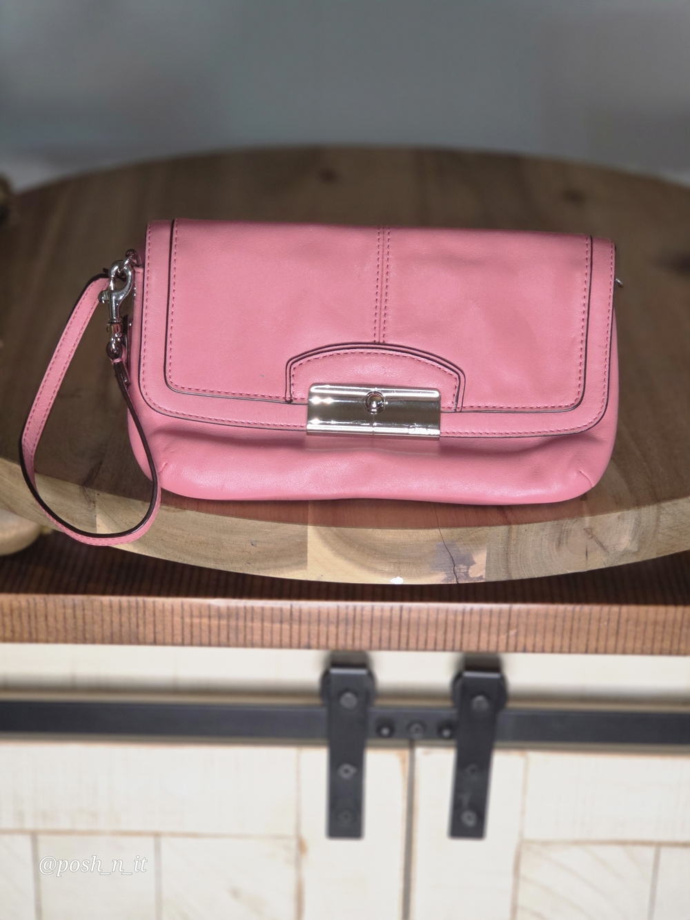 Coach Kristen Pink Leather Wristlet Wallet Bag Convertible